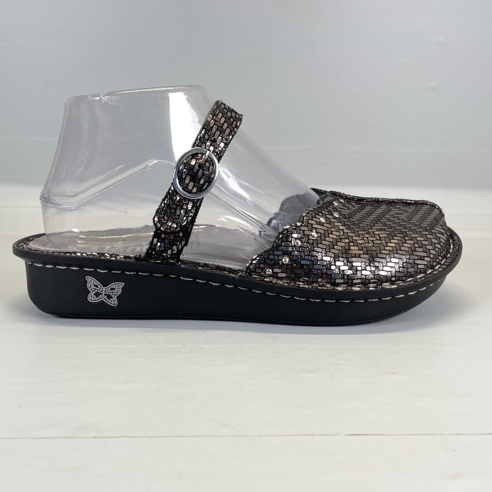 Alegria Tuscany‎ Mary Jane Mule Clogs Womens Size 37 US 7 Black Leather Shoes